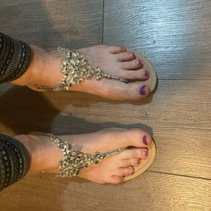 Bejeweled flip flop sandal